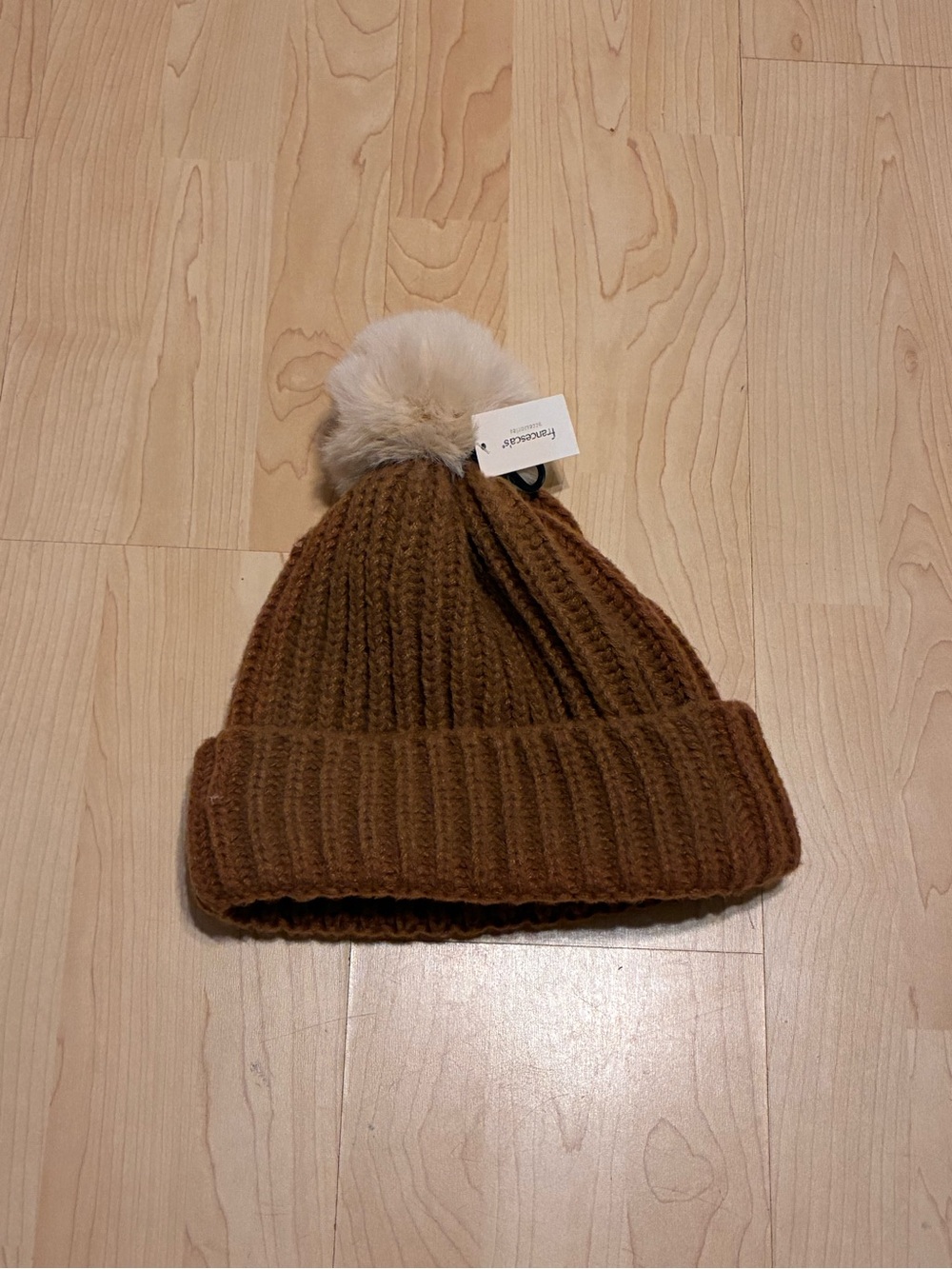 Francesca's Collections Brown Knit Pom Beanie